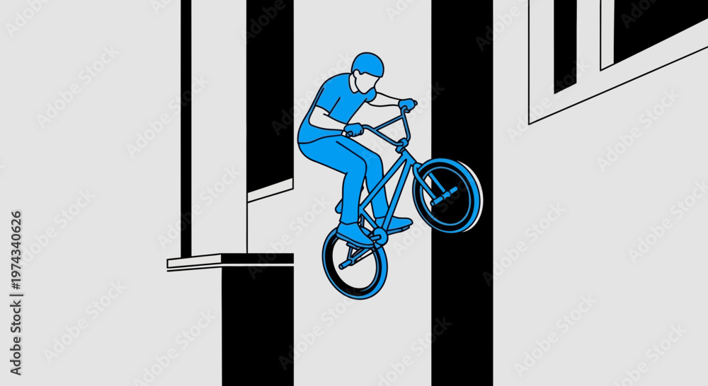 Fototapeta premium Dynamic BMX Rider Captures Aerial Thrill In Urban Setting