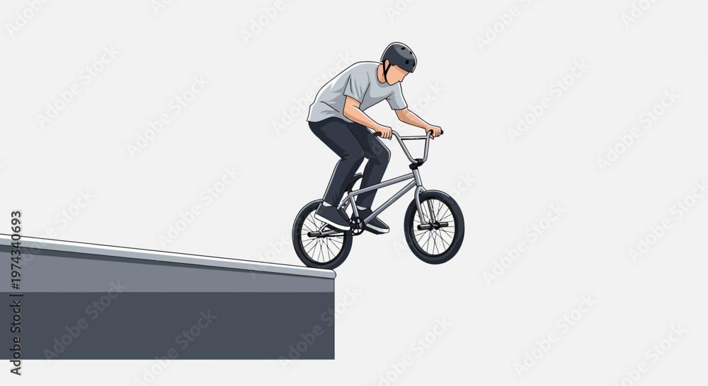 Fototapeta premium Dynamic BMX Rider Executes A Thrilling Ramp Jump With Precision And Skill
