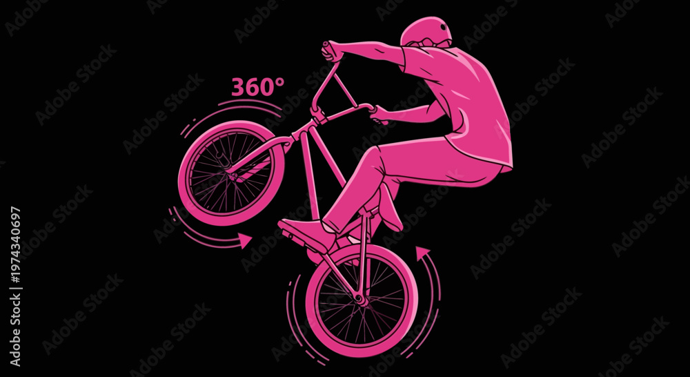 Fototapeta premium Dynamic Bmx Rider Executes A Full 360 Degree Trick On A Bicycle