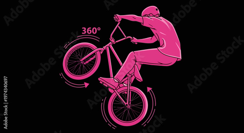 Dynamic Bmx Rider Executes A Full 360 Degree Trick On A Bicycle