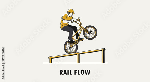 Dynamic Bmx Rider Performing A Grinding Trick On A Metal Rail