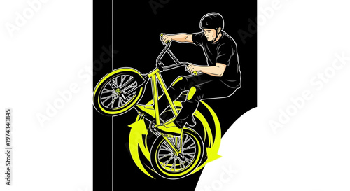 Dynamic Bmx Rider Performing A Stunt In Action