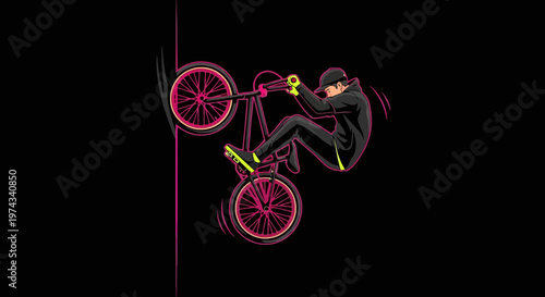 Dynamic BMX Rider Performing A Stunt On A Black Background