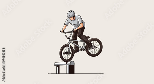 Dynamic BMX Rider Performing A Thrilling Jump On A Rail