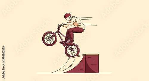 Dynamic BMX Rider Performing A Thrilling Ramp Jump And Trick