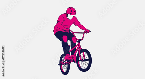 Dynamic BMX Rider Performing A Trick In Bold Graphic Style