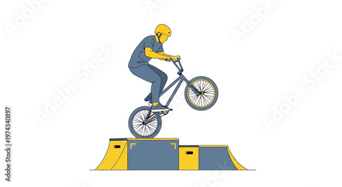 Dynamic BMX Rider Performing A Trick On A Bicycle Ramp