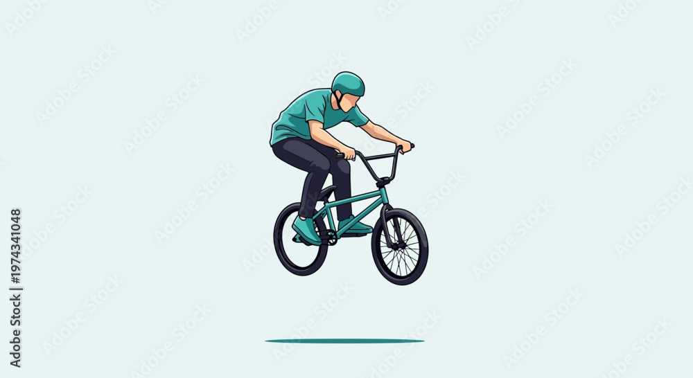 Fototapeta premium Dynamic BMX Rider Performing Aerial Bicycle Stunt