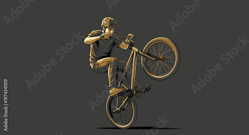 Dynamic BMX Rider Performing A Wheelie Trick With Skill And Precision