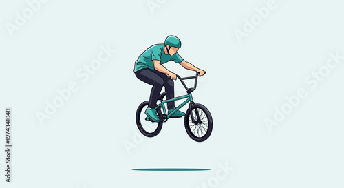 Dynamic BMX Rider Performing Aerial Bicycle Stunt