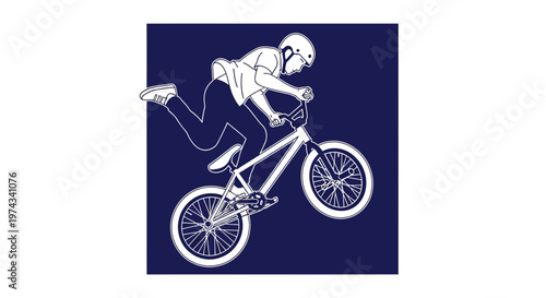 Dynamic BMX Rider Performing Aerial Stunt Art Illustration