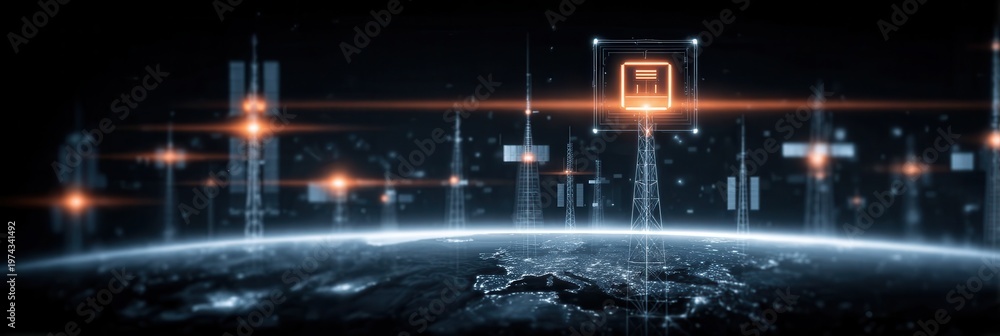 Fototapeta premium The system needs a digital tool for innovation, where technology is a solution for the improvement of interstellar communication relays.