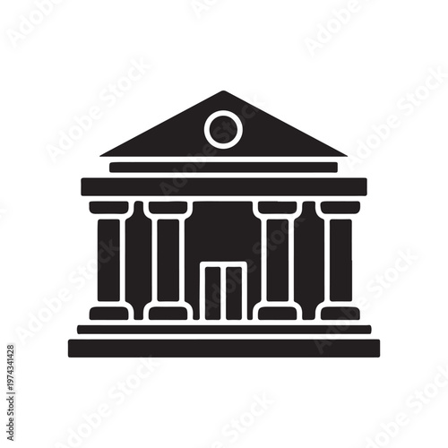 Bank black glyph ui icon. Government building. Courthouse. Banking services. User interface design. Silhouette symbol on white space. Solid pictogram for web, mobile. Isolated vector illustration
