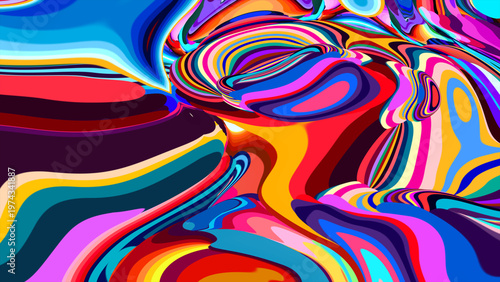 Vibrant abstract swirl pattern with colorful fluid shapes