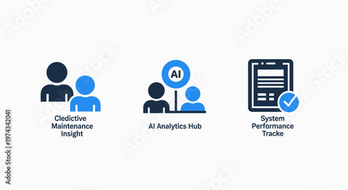 Customer service, AI analytics, and performance tracking icons