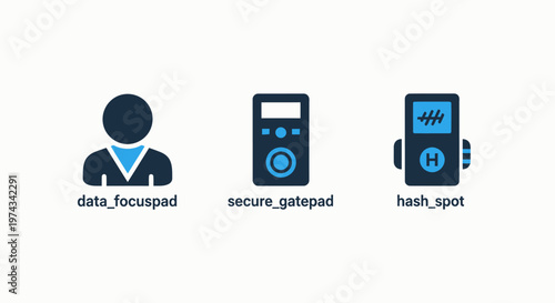 Data focused user, secure input device, and hash spot icons