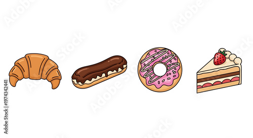 Colorful pastry dessert sweet food.