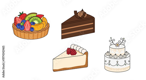 Variety of cakes and desserts available.