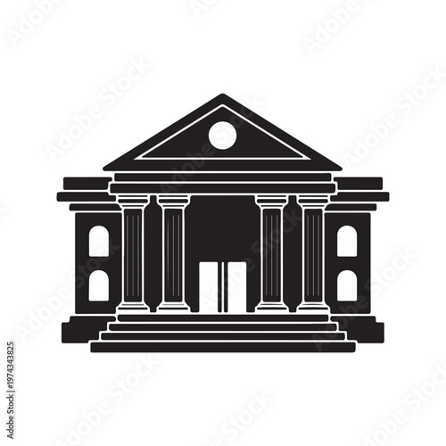 Bank black glyph ui icon. Government building. Courthouse. Banking services. User interface design. Silhouette symbol on white space. Solid pictogram for web, mobile. Isolated vector illustration