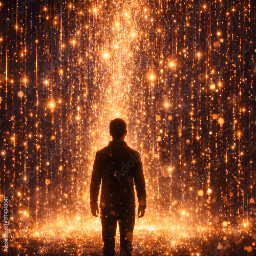 Wallpaper Mural Silhouette of a man in bright sunlight holding a glowing light bulb idea against the sky Torontodigital.ca