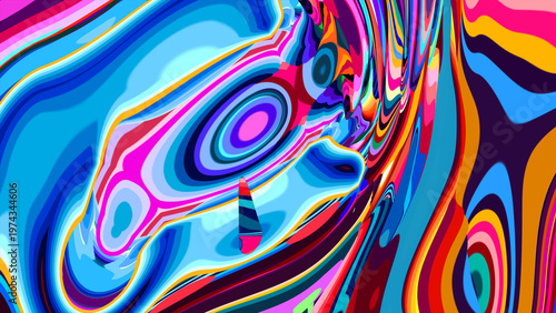 Vibrant Abstract Colorful Waves in Psychedelic Style
