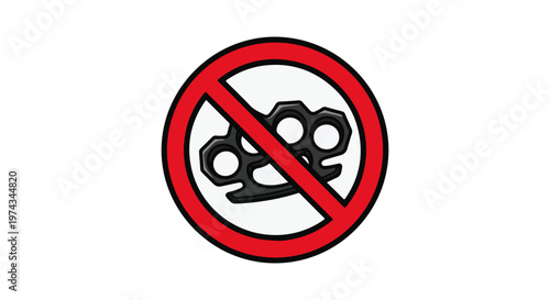 No Brass Knuckles Sign Vector Weapon Prohibited Warning Safety Symbol Punch Knock