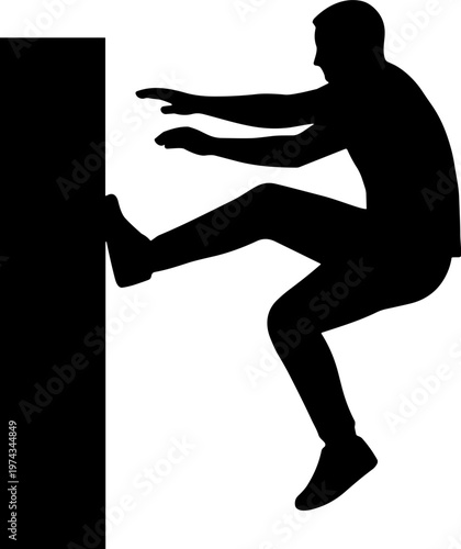 Dynamic graphic depicting a person actively pushing upwards, symbolizing effort, challenge, and forward momentum in pursuit of goals