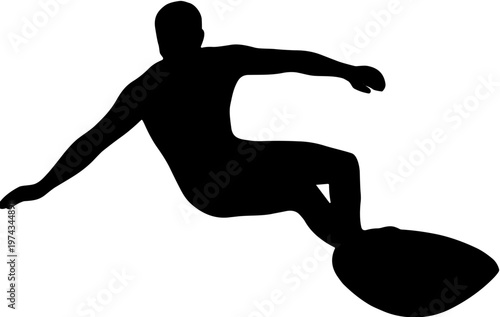 Dynamic silhouette of a male surfer riding a powerful ocean wave, showcasing an active lifestyle and the exhilarating thrill of water sports on a surfboard