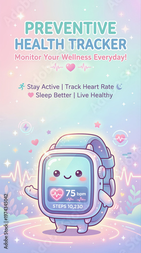 Preventive Health Tracker Smartwatch Character for Daily Wellness Monitoring