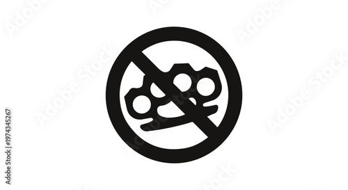 No Brass Knuckles Sign Vector Weapon Prohibited Warning Safety Symbol Black