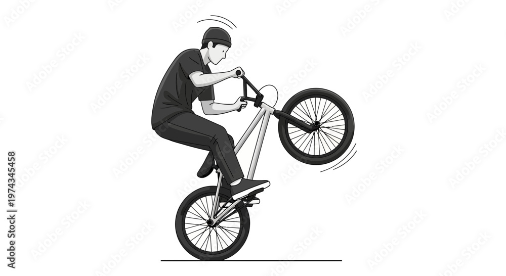 Fototapeta premium Dynamic BMX Rider Performing Extreme Bike Stunt on White Background