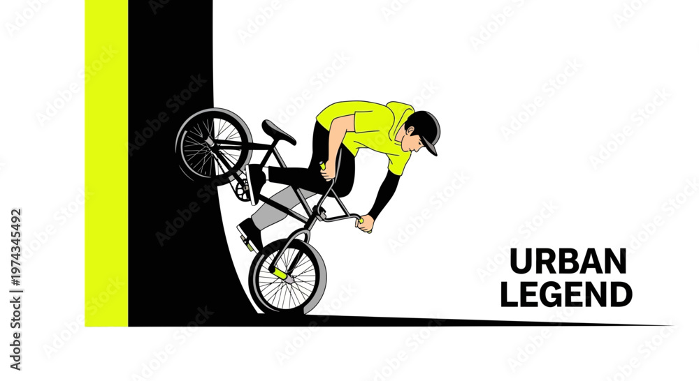 Fototapeta premium Dynamic Bmx Rider Performing Extreme Stunts On A Bicycle