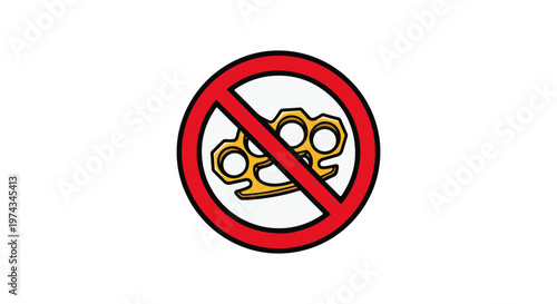No Brass Knuckles Sign Vector Weapon Prohibited Warning Safety Symbol Caution