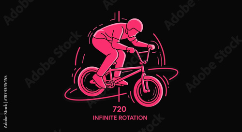 Dynamic Bmx Rider Performing An Incredible 720 Degree Trick On A Black Background