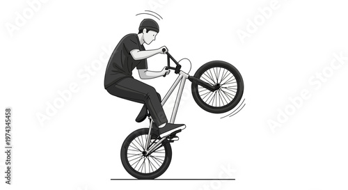 Dynamic BMX Rider Performing Extreme Bike Stunt on White Background