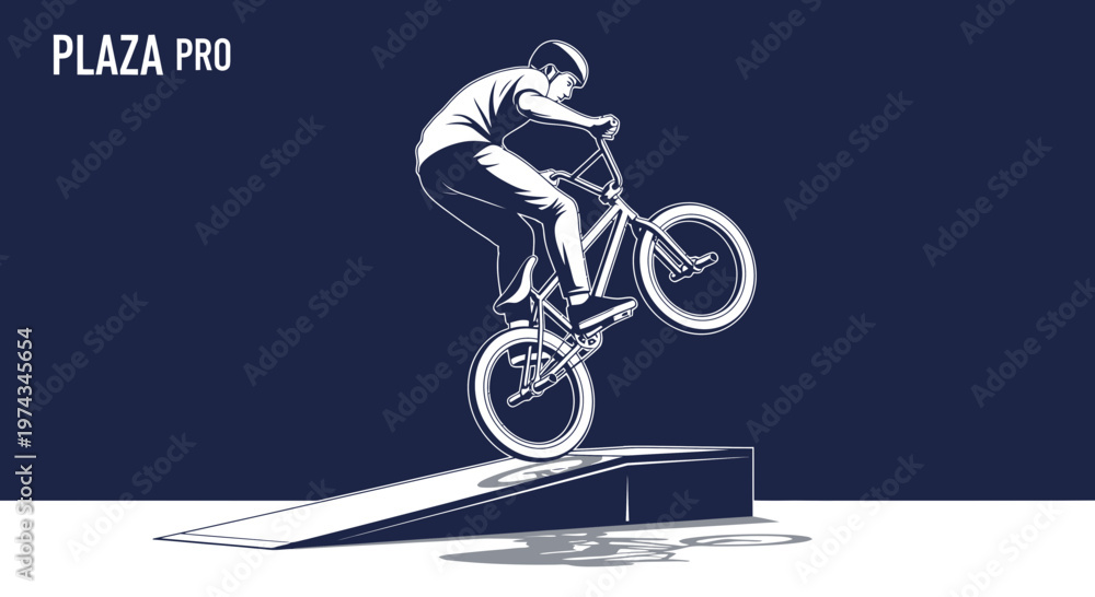 Fototapeta premium Dynamic BMX Rider Performs Acrobatics On A Ramp With Skill And Precision