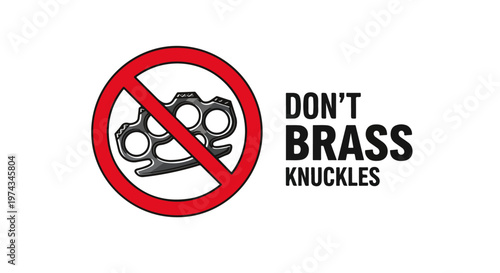 No Brass Knuckles Sign Vector Weapon Prohibited Warning Safety Symbol