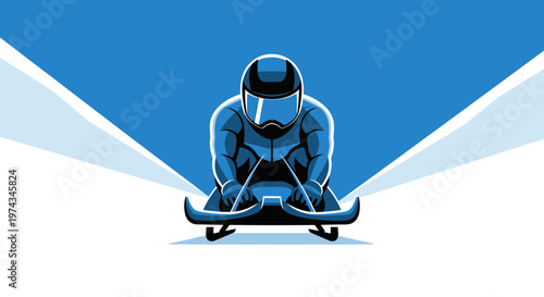 Dynamic Bobsledder Action And Speed On Ice Track