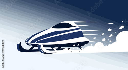 Dynamic Bobsled Racing Through Snowy Tracks