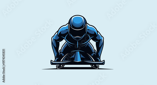 Dynamic Bobsled Athlete In Aggressive Pose Vector Illustration