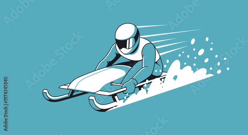 Dynamic Bobsledding Action With Abstract Speed Lines And Snow Flurries