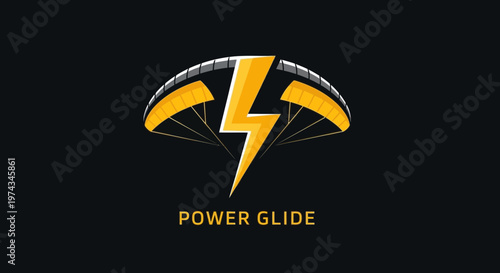 Dynamic Bolt Paraglider Logo Design Energy And Speed Iconic Symbol