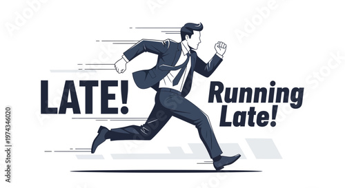 Dynamic Businessman Running Late To An Important Meeting
