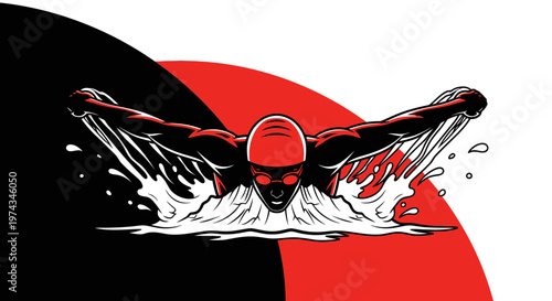 Dynamic Butterfly Stroke Swimmer In Action Bold Graphic Style