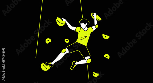 Dynamic Bouldering Athlete Ascending Textured Wall