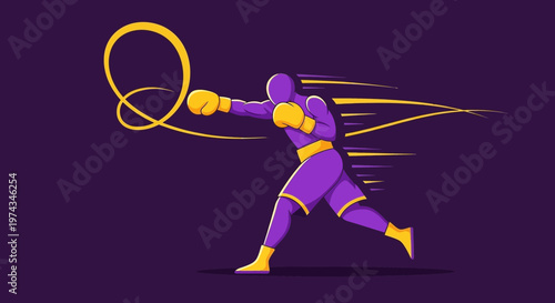 Dynamic Boxer In Action With Speed Lines And Abstract Element