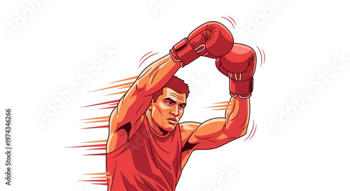 Dynamic Boxer In Action With Speed Lines Representing Motion And Power