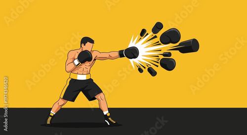 Dynamic Boxer Unleashing Powerful Punch Impact Effect For Sports And Fitness Campaigns