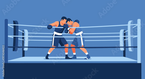 Dynamic Boxing Match Action Intense Fight In The Ring Competition