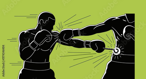 Dynamic Boxing Match Illustration Energetic Sport Combat Visual